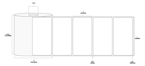 4" x 2" Standard Direct Thermal Paper Label; Perforated; 1" Core; 4" OD; 12 Rolls/carton (750 Labels/roll)