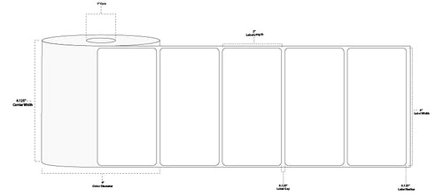 4" x 2" Standard Direct Thermal Paper Label; Perforated; 1" Core; 4" OD; 4 Rolls/carton (735 Labels/roll)