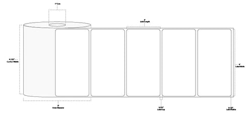 4" x 2" Standard Thermal Transfer Paper Label; Perforated; 1" Core; 4" OD; 4 Rolls/carton (730 Labels/roll)