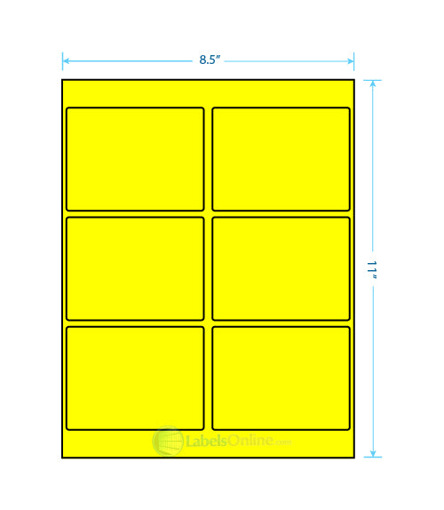 4" x 3.25" - 6 up - Fluorescent Yellow