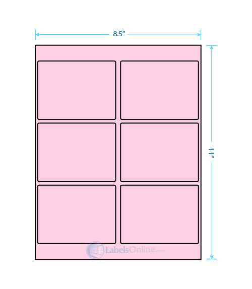 4" x 3.25" - 6 up - Pastel Pink