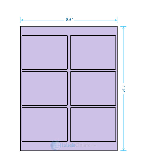 4" x 3.25" - 6 up - Pastel Purple