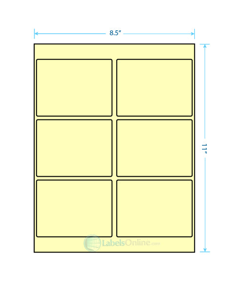 4" x 3.25" - 6 up - Pastel Yellow