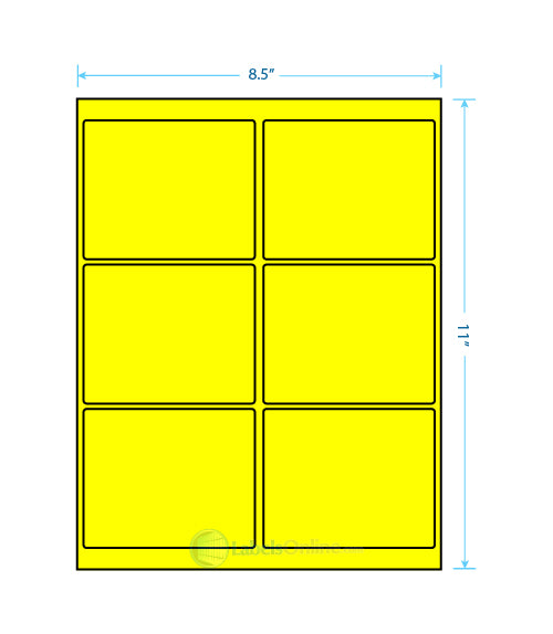 4" x 3.33" Barcode Labels - 6 up - Fluorescent Yellow