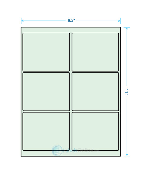 4" x 3.33" Barcode Labels - 6 up - Pastel Green