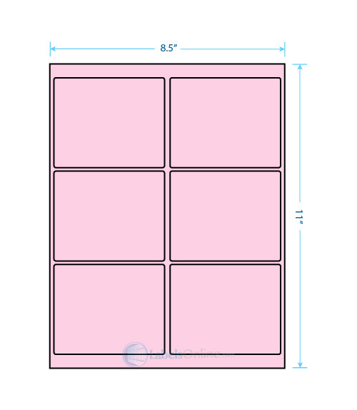 4" x 3.33" Barcode Labels - 6 up - Pastel Pink