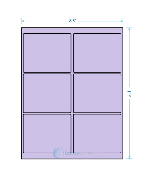 4" x 3.33" barcode labels, 6 per sheet, pastel purple