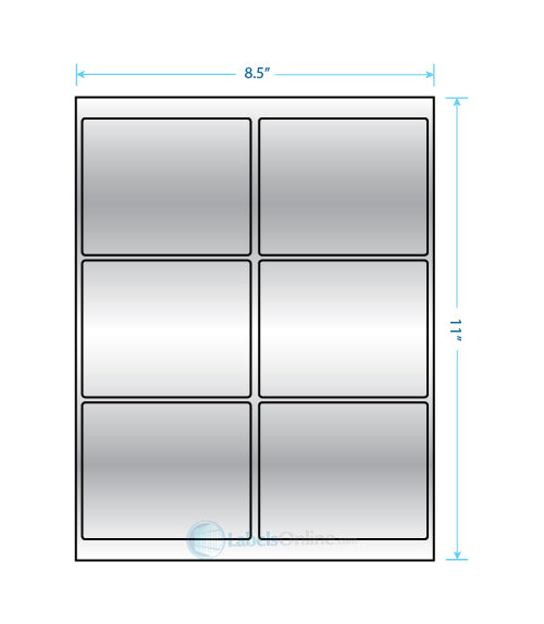 4" x 3.33" Barcode Labels - 6 up - Silver Foil