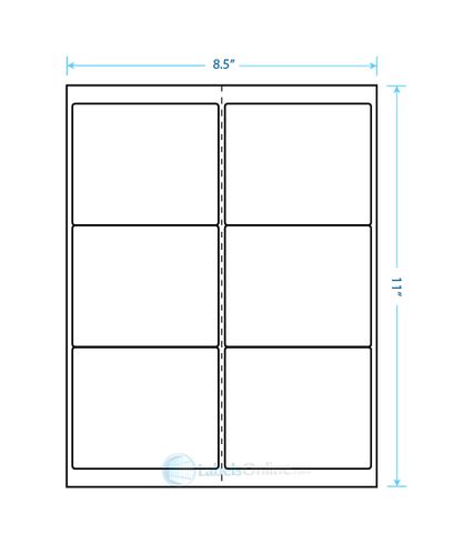 4" x 3.333" Laser/Inkjet Labels; 6 up; Vertical Perf (6,000 labels/case) - Standard White Matte
