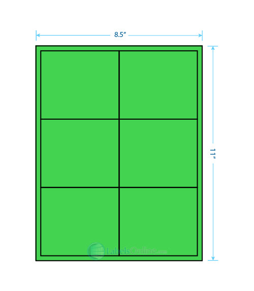 4" x 3.5" Barcode Labels - 6 up - Fluorescent Green
