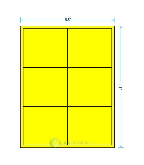 4" x 3.5" Barcode Labels - 6 up - Fluorescent Yellow