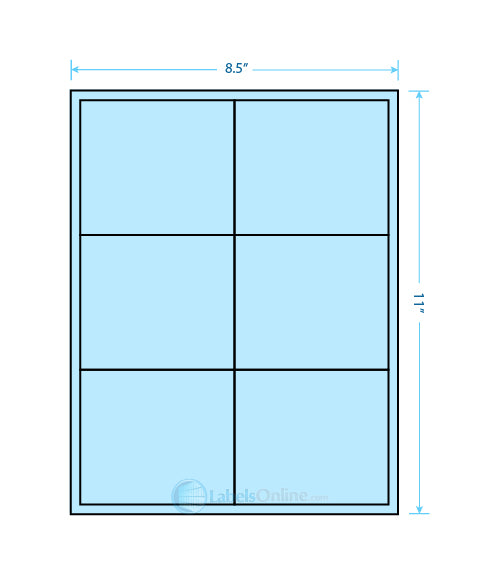 4" x 3.5" Barcode Labels - 6 up - Pastel Blue
