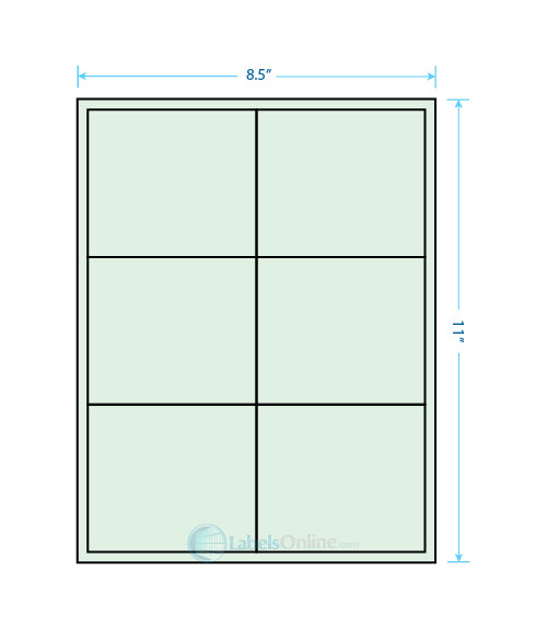 4" x 3.5" Barcode Labels - 6 up - Pastel Green