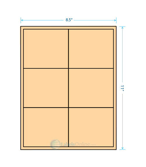4" x 3.5" Barcode Labels - 6 up - Pastel Orange