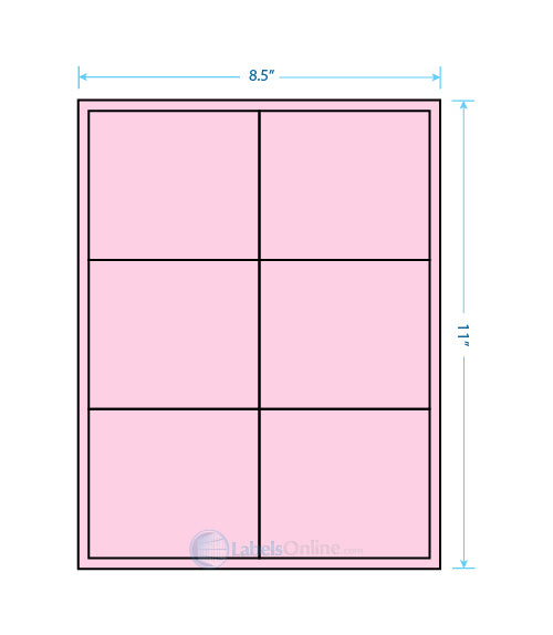 4" x 3.5" Barcode Labels - 6 up - Pastel Pink