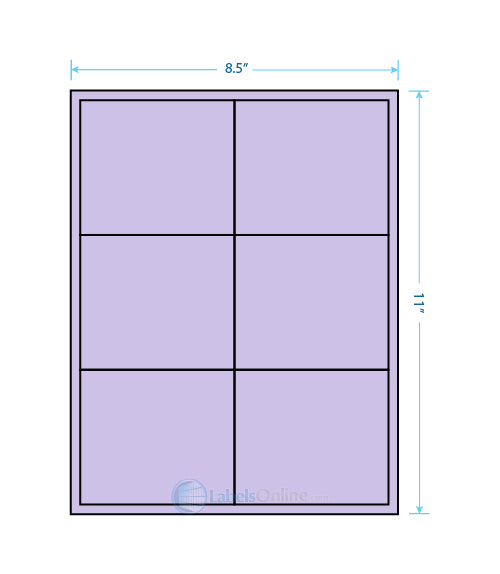 4" x 3.5" Barcode Labels - 6 up - Pastel Purple