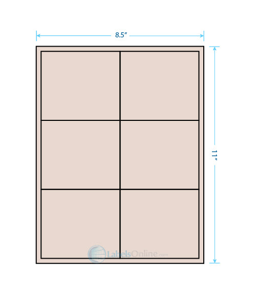 4" x 3.5" Barcode Labels - 6 up - Pastel Tan