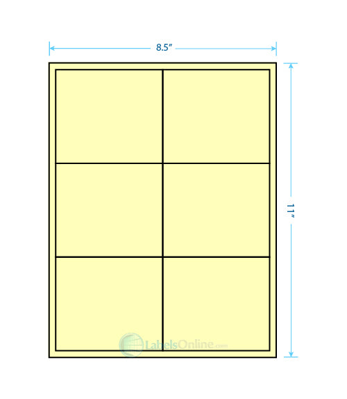 4" x 3.5" Barcode Labels - 6 up - Pastel Yellow