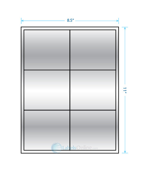 4" x 3.5" Barcode Labels - 6 up - Silver Foil