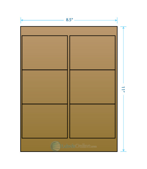 4" x 3" - 6 up - Brown Kraft