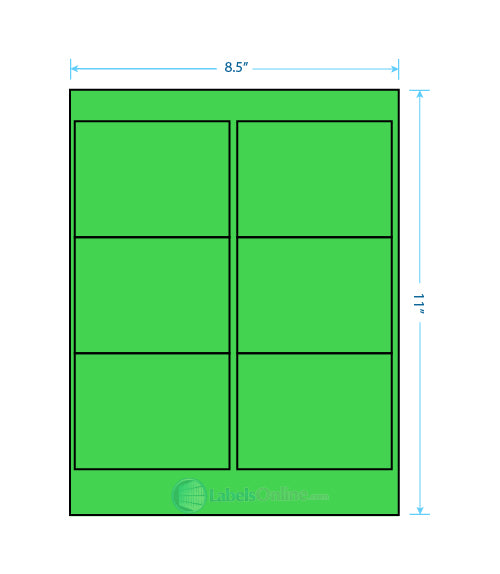 4" x 3" - 6 up - Fluorescent Green