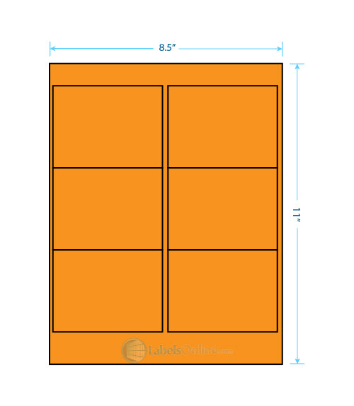 4" x 3" - 6 up - Fluorescent Orange