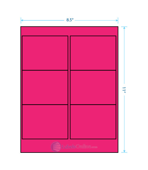 4" x 3" - 6 up - Fluorescent Pink