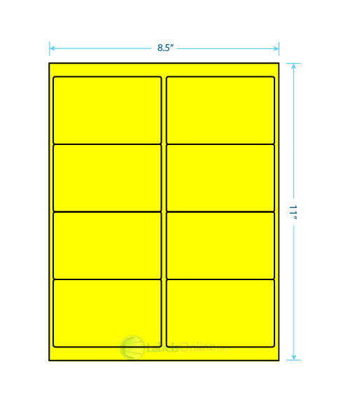 4" x 3" - 6 up - Fluorescent Yellow