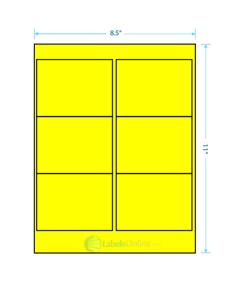 4" x 3" - 6 up - Fluorescent Yellow