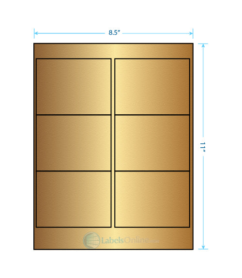 4" x 3" - 6 up - Gold Foil