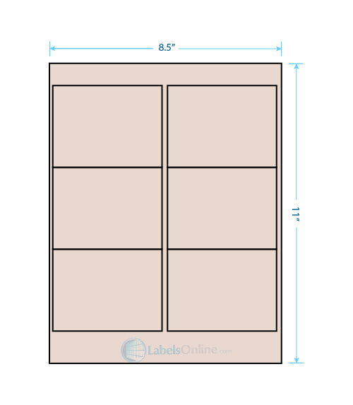 4" x 3" - 6 up - Pastel Tan