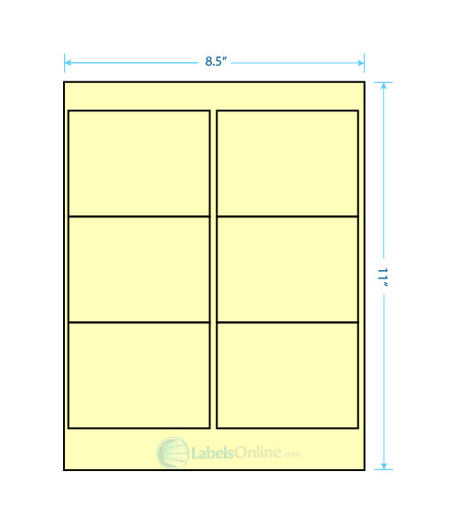 4" x 3" - 6 up - Pastel Yellow