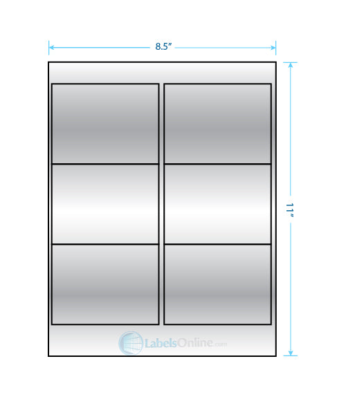 4" x 3" - 6 up - Silver Foil