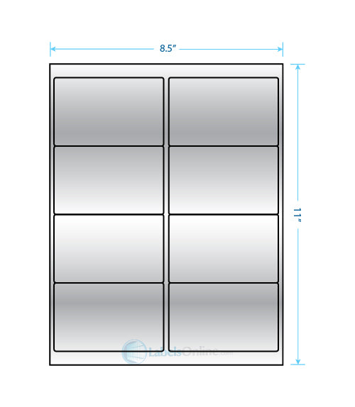 4" x 3" - 6 up - Silver Foil