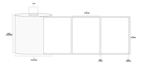 4" x 3" Floodcoated Direct Thermal Paper Label; Perforated; 1" Core; 4" OD; 12 Rolls/carton (500 Labels/roll) - 032 Red