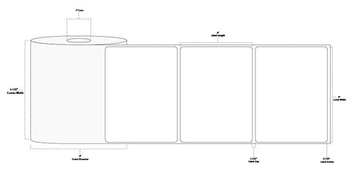 4" x 3" Floodcoated Direct Thermal Paper Label; Perforated; 1" Core; 4" OD; 12 Rolls/carton (500 Labels/roll) - 345 Green
