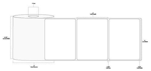 4" x 3" Floodcoated Direct Thermal Paper Label; Perforated; 1" Core; 4" OD; 12 Rolls/carton (500 Labels/roll) - Pantone Yellow