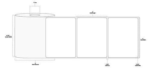 4" x 3" Premium Direct Thermal Paper Label; Perforated; 1" Core; 4" OD; 16 Rolls/carton (500 Labels/roll)