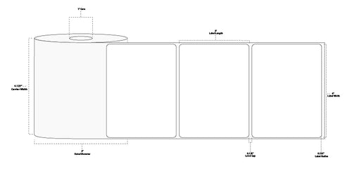 4" x 3" Premium Thermal Transfer Paper Label; Perforated; 1" Core; 4" OD; 12 Rolls/carton (500 Labels/roll)