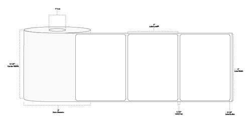 4" x 3" Standard Direct Thermal Paper Label; Perforated; 1" Core; 4" OD; 12 Rolls/carton (500 Labels/roll)