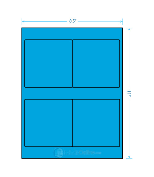 4" x 4" - 4 up - Fluorescent Blue