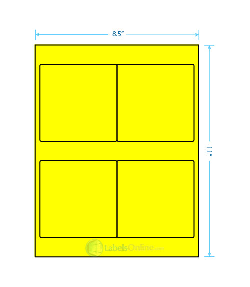 4" x 4" - 4 up - Fluorescent Yellow