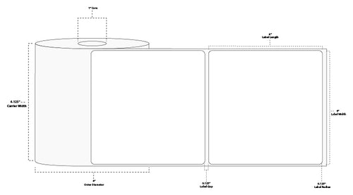 4" x 4" Floodcoated Direct Thermal Paper Label; Perforated; 1" Core; 4" OD; 12 Rolls/carton (380 Labels/roll) - 1505 Orange