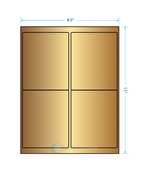 4" x 5" Barcode Labels - 4 up - Gold Foil