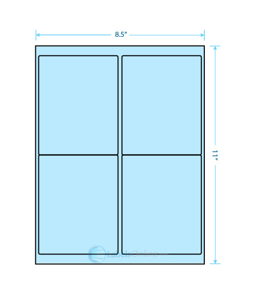 4" x 5" Barcode Labels - 4 up - Pastel Blue