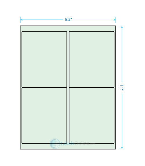 4" x 5" Barcode Labels - 4 up - Pastel Green