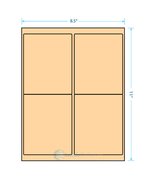 4" x 5" Barcode Labels - 4 up - Pastel Orange