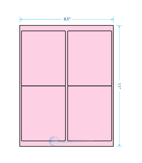 4" x 5" Barcode Labels - 4 up - Pastel Pink