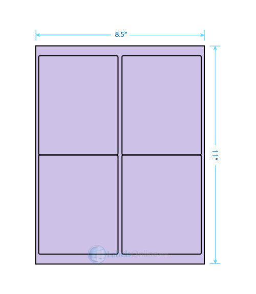 4" x 5" Barcode Labels - 4 up - Pastel Purple