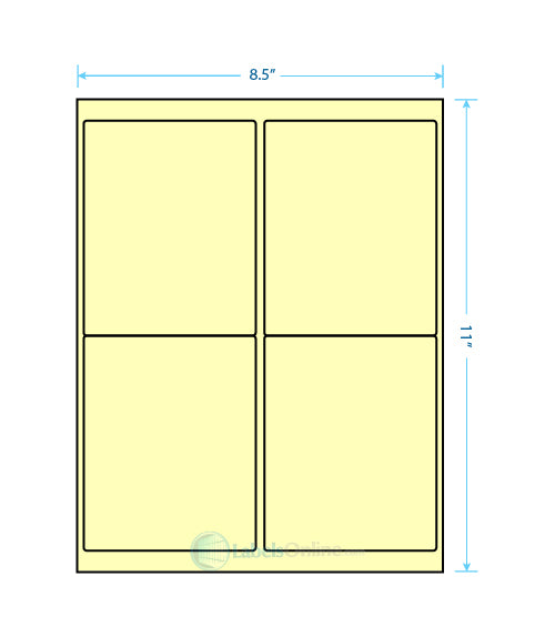 4" x 5" Barcode Labels - 4 up - Pastel Yellow